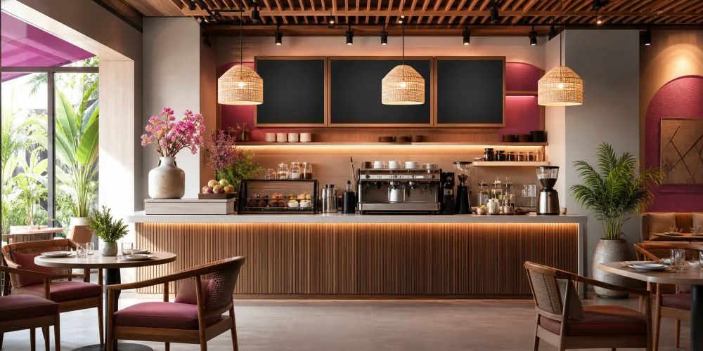 ตัวอย่างพื้นที่สำหรับร้านอาหาร คาเฟ่ และโรงแรม