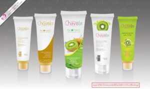 ชุดผลิตภัณฑ์ Chavela Cosmetic ที่มีสารสกัดจากกีวี่และวิตามิน ประกอบด้วยอาบน้ำ ล้างหน้า มาส์กและครีมบำรุงผิว