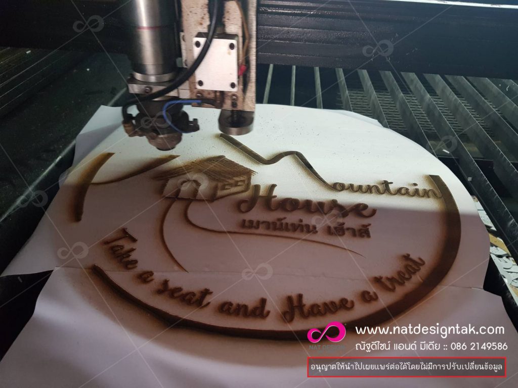  มีทุกขนาดตามที่ที่ลูกค้าต้องการ งานโลโก้ร้าน ป้ายไม้ยางพารา เลเซอร์ข้อความตามแบบ 