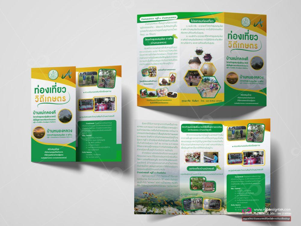 แผ่นพับท่องเที่ยววิถีเกษตร สวยๆ แผ่นพับสามทบ