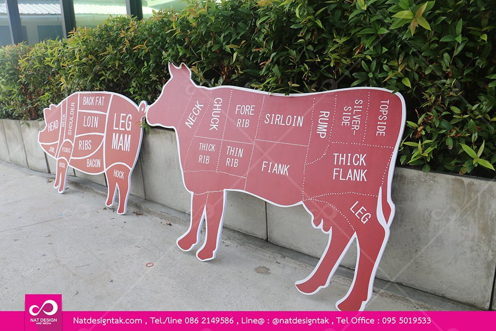 ตัวอย่างพลาสวูดติดสติ๊กเกอร์