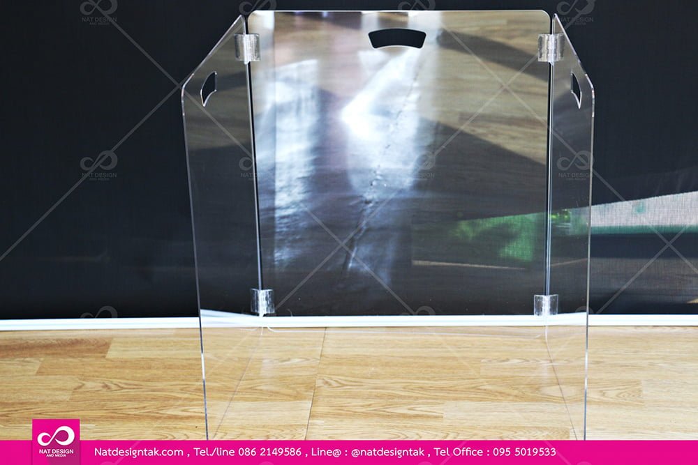 ฉากกั้นโต๊ะนักเรียนแผ่นอะคริลิคใสแบบพับได้