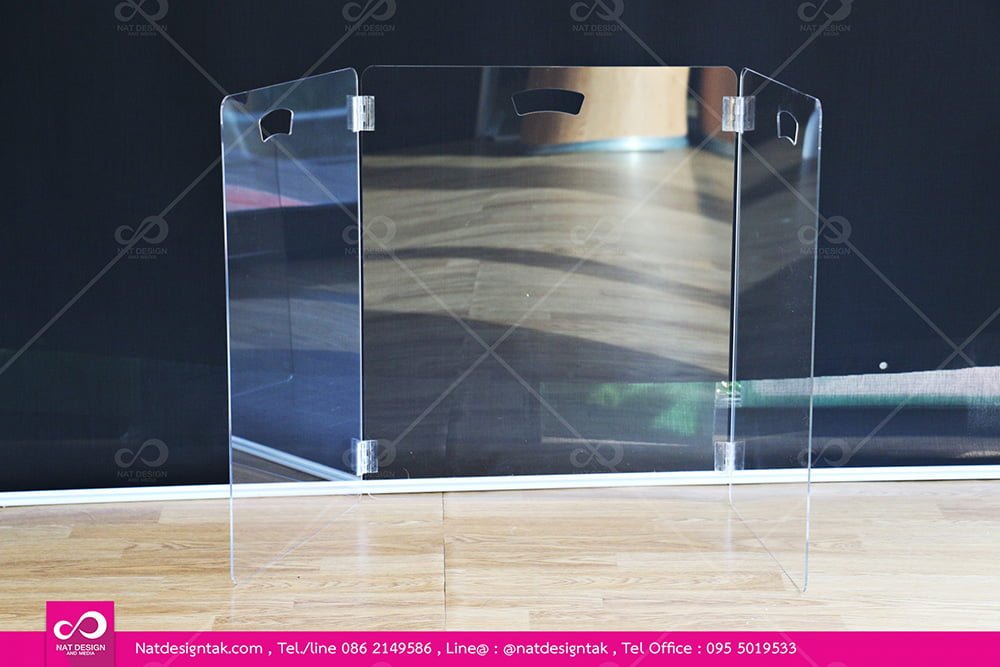 ฉากกั้นโต๊ะนักเรียนแผ่นอะคริลิคใสแบบพับได้