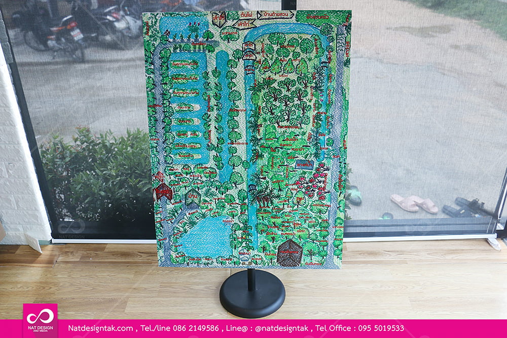 ป้ายแผนที่STติดพาสวูดพร้อมขาตั้ง