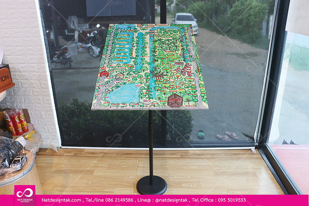 ป้ายแผนที่STติดพาสวูดพร้อมขาตั้ง
