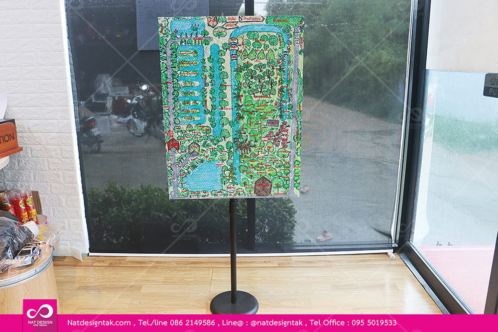 ป้ายแผนที่STติดพาสวูดพร้อมขาตั้ง