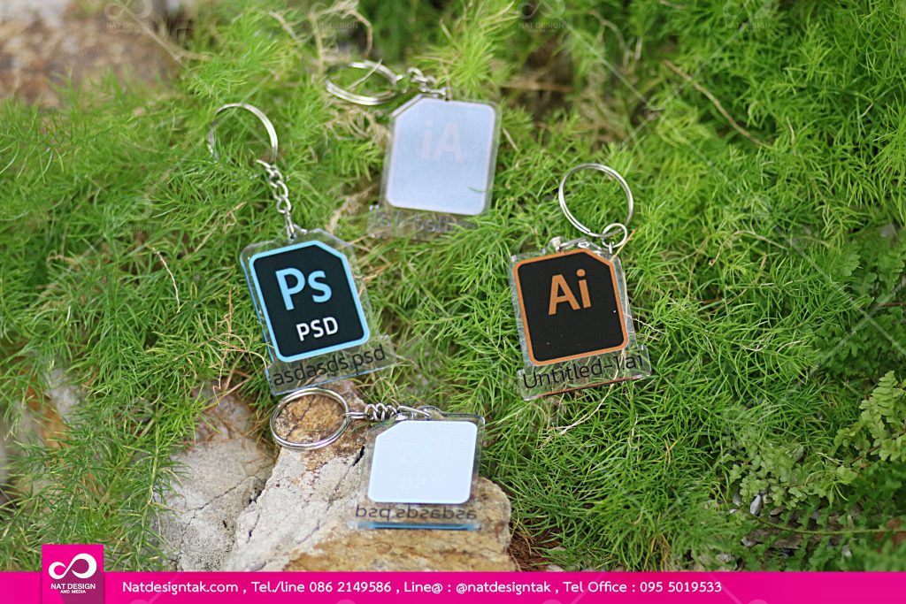 พวงกุญแจอะคริลิคใสพิมพ์ยูวีด้านหลัง