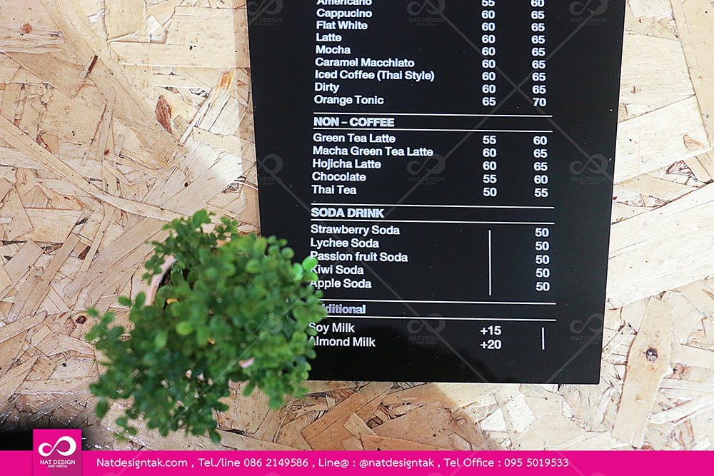 เมนูอะคริลิคสีดำพิมพ์ยูวี