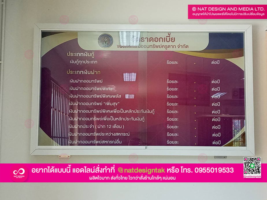 บอร์ดอัตราดอกเบี้ยเปลี่ยนตัวเลขได้