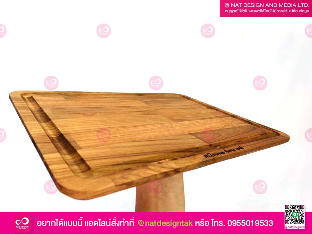 ถาดไม้สัก สลักลาย