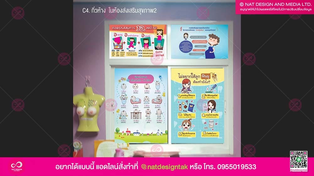 สติ๊กเกอร์ PVC ตกแต่งโรงพยาบาลส่งเสริมสุขภาพตำบล สำหรับติดดาว