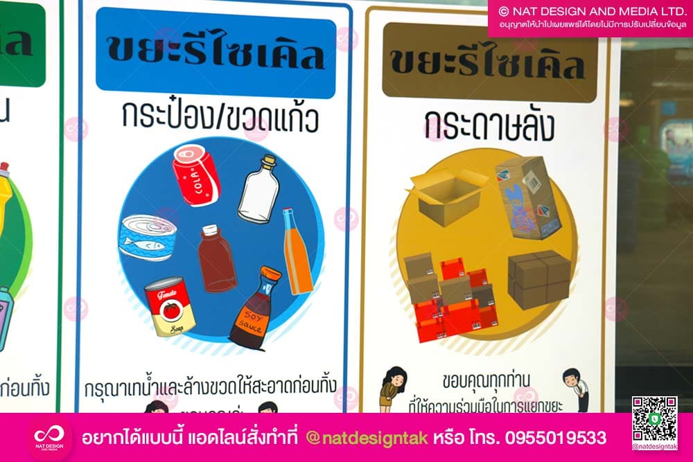 ป้ายชนิดขยะรีไซเคิล