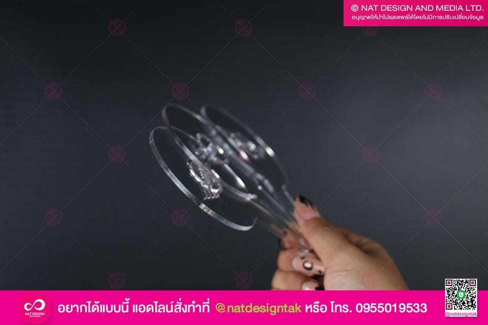 แผ่นอะคริลิคโรยผงตกแต่งหน้ากาแฟ พร้อมด้ามจับ