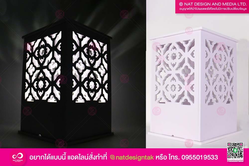 ชั้นแสดงผลงาน พลาสวูดฉลุลาย