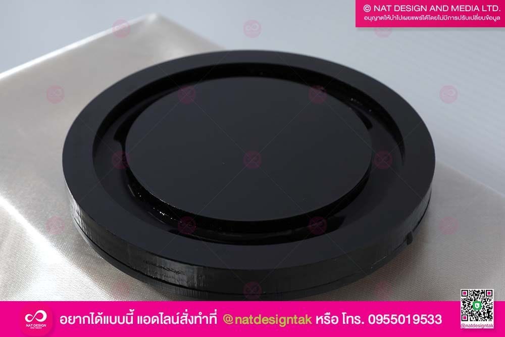 ถาดรองแก้ว อะคริลิคดำเซาะร่องน้ำ