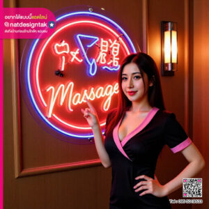 ป้ายไฟร้านนวด ป้ายไฟ massage