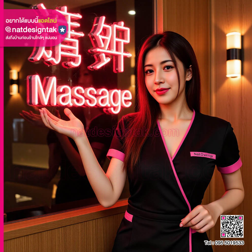 ป้ายไฟร้านนวด ป้ายไฟ massage