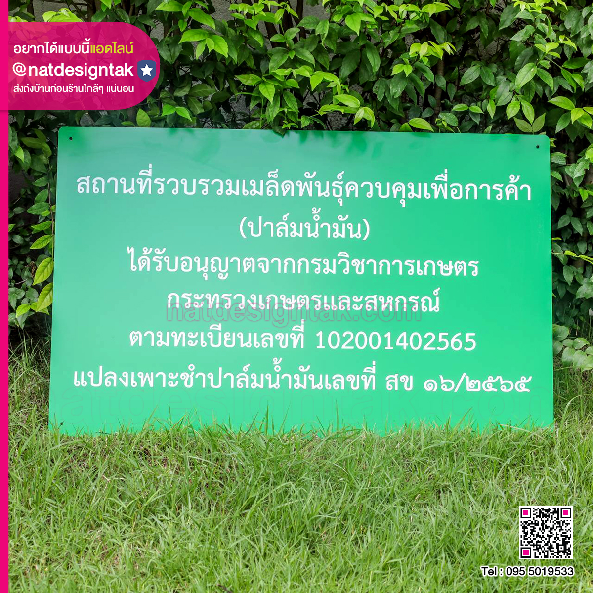 ป้ายอะคริลิคเขียว สถานที่รวบรวมเมล็ดพันธุ์