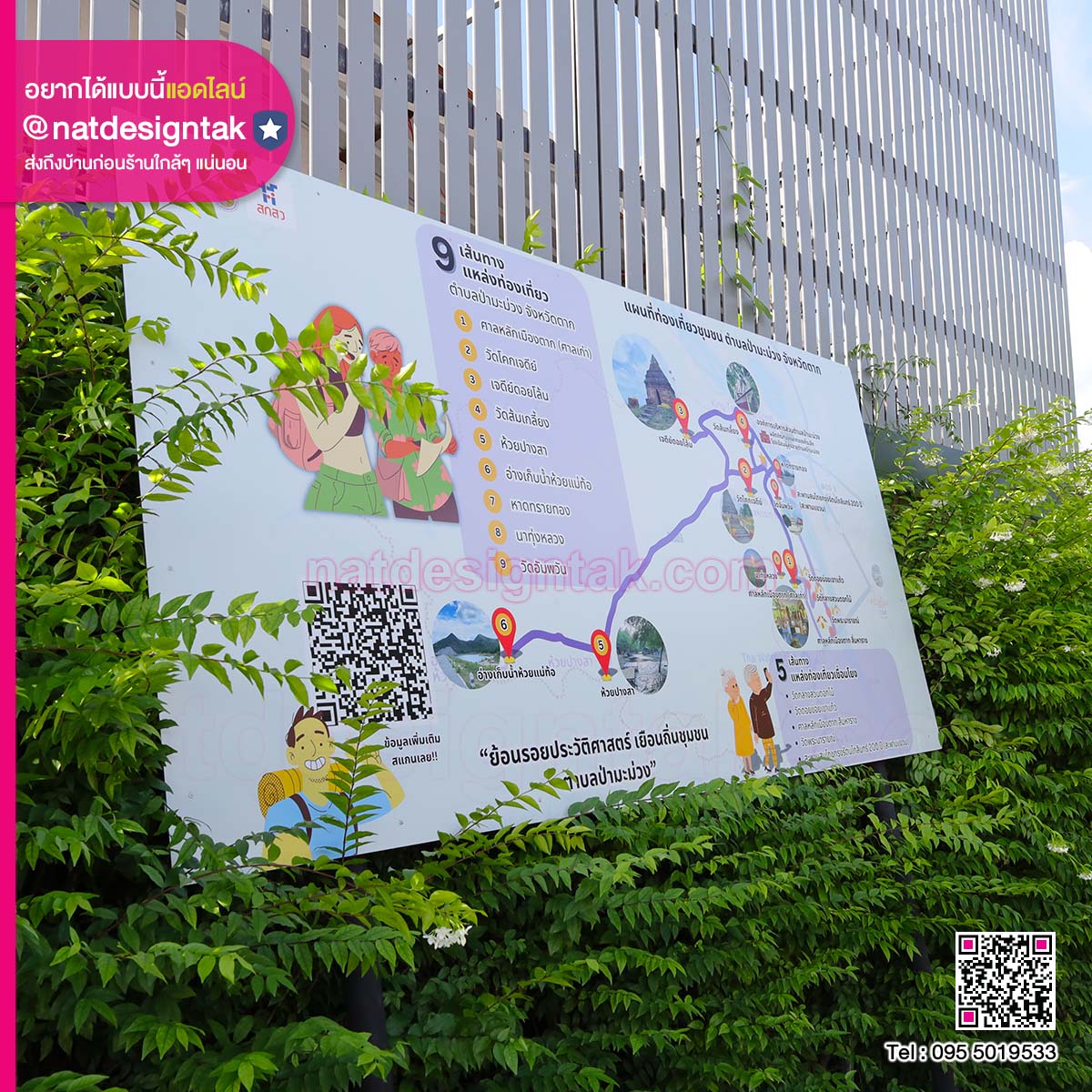 ป้ายแผนที่ท่องเที่ยวชุมชน 9 เส้นทาง (2) ป้ายแผนที่เส้นทางการเดินทาง
