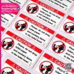 ป้ายเตือนอะคริลิคสีขาว CAUTION