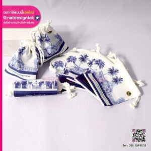 กระเป๋าผ้าพิมพ์ลายแบบรูดเชือก