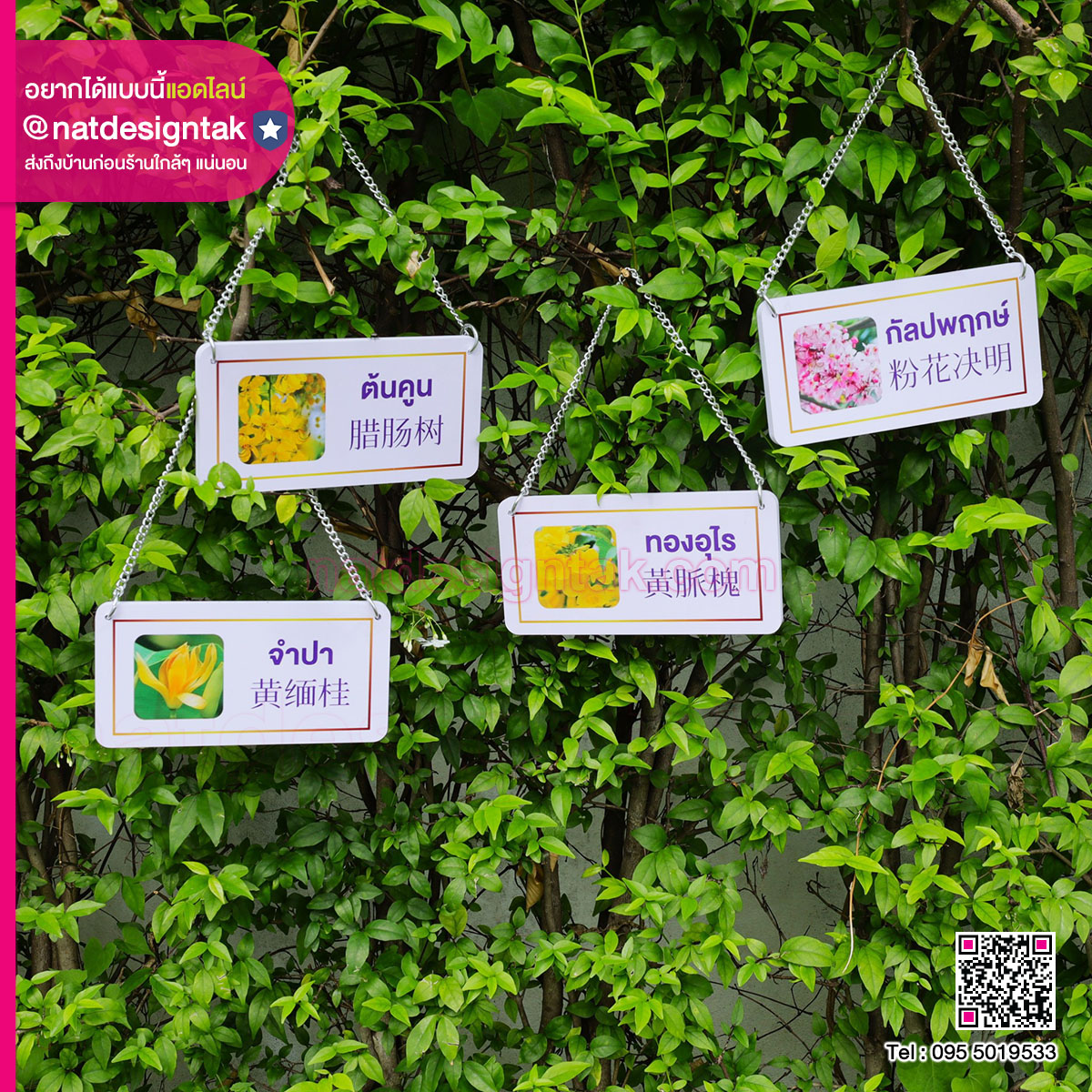 ป้ายชื่อต้นไม้พลาสวูดแบบแขวน