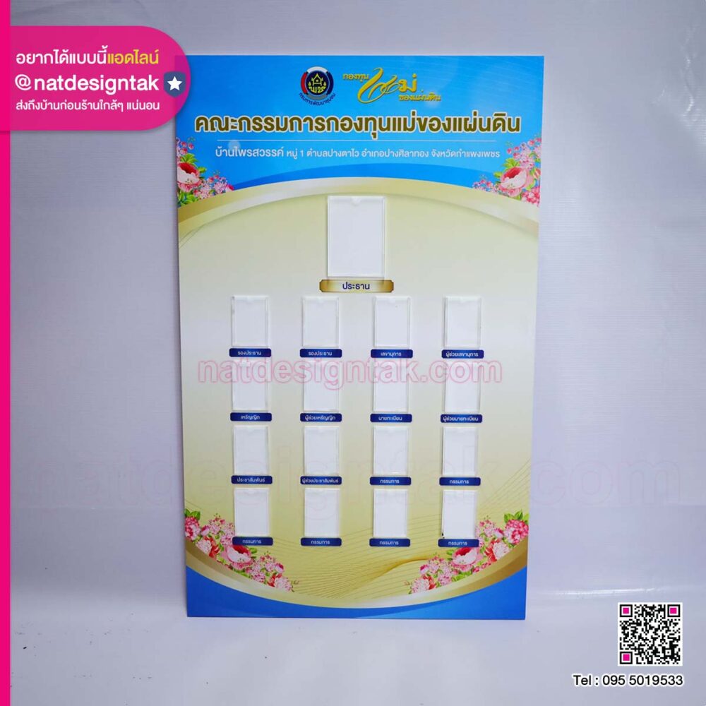 ป้ายผังองค์กรกองทุนแม่ของแผ่นดิน