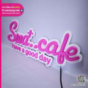 ป้ายกล่องไฟอักษร 3D Swa..cafe