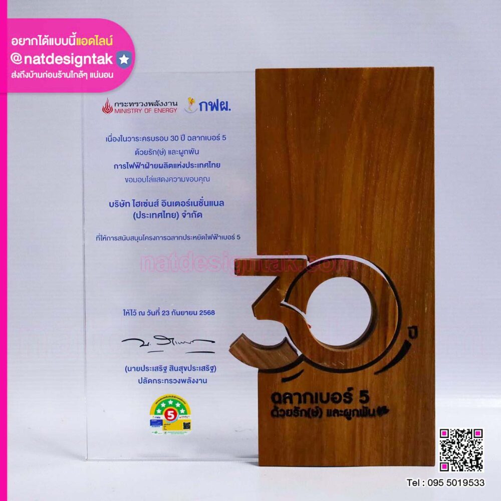 โล่ไม้ 30 ปี กฟผ.