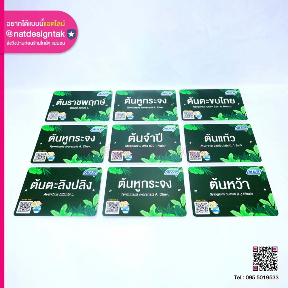 ป้ายชื่อต้นไม้พร้อมโลโก้