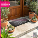 พรมเช็ดเท้าหน้าประตู พิมพ์โลโก้ UV ทนทาน ดูดซับน้ำ ทำความสะอาดง่าย