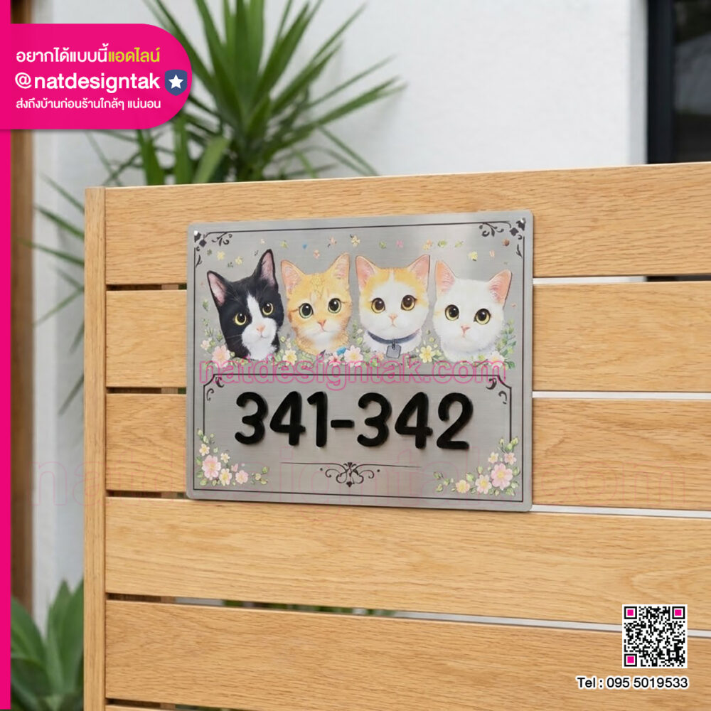 ป้ายเลขที่บ้าน ลายน้องแมว โซคิ้วท์มากกก 