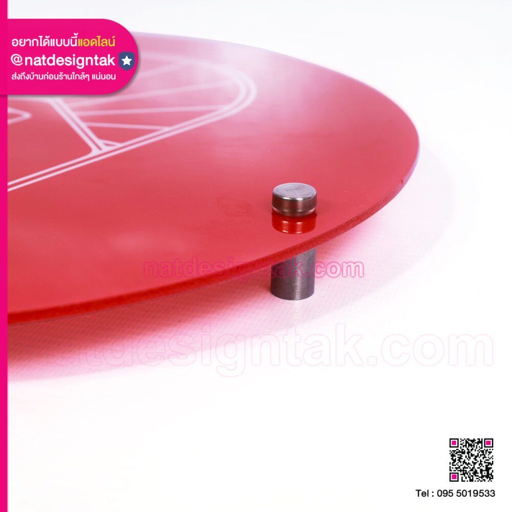 รายละเอียดการติดตั้งป้ายด้วยหมุดลอยแสตนเลสสีเงิน