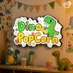 ป้ายไฟ LED โลโก้ 3D ติดผนังร้าน Dino PopCorn