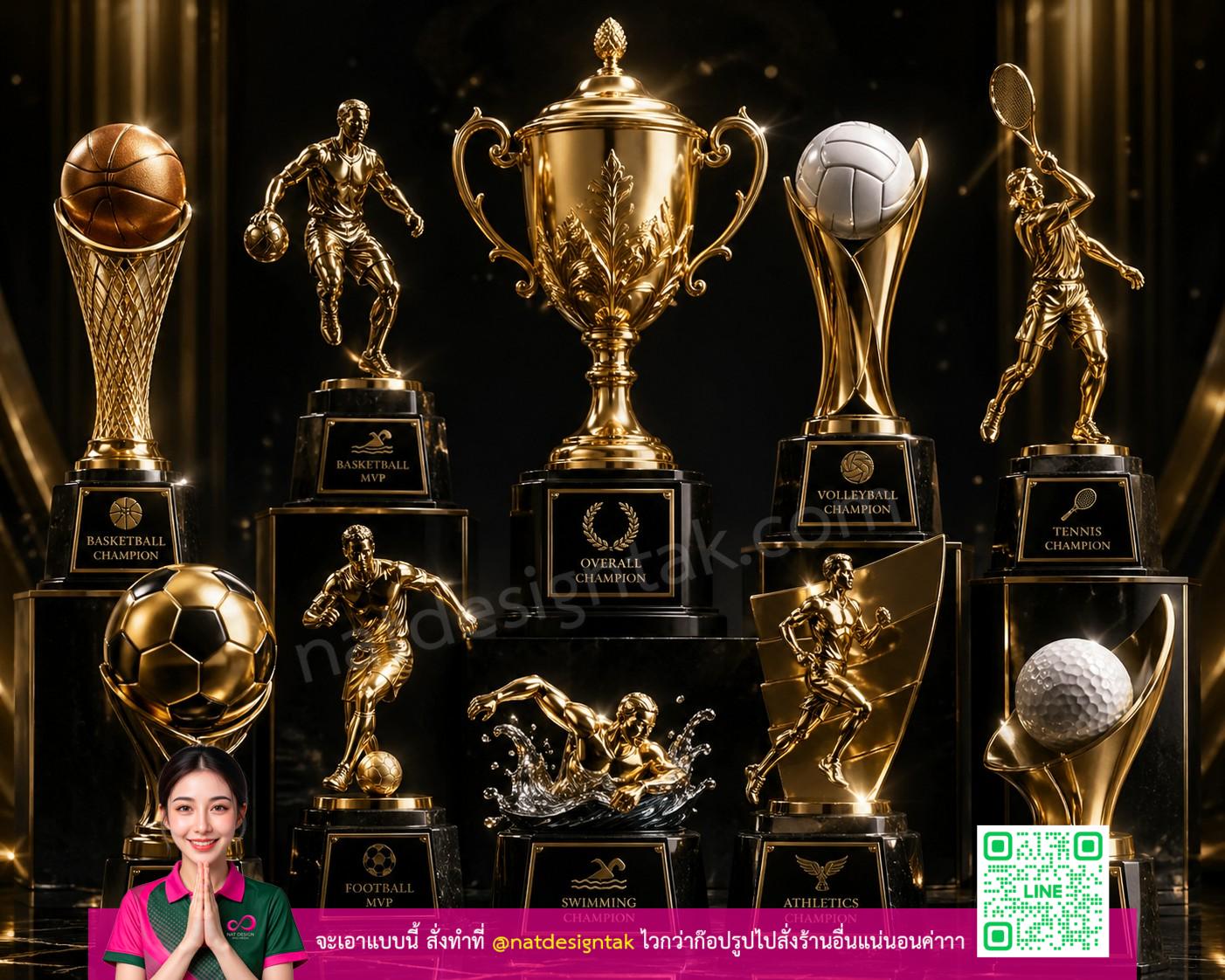 รับผลิตถ้วยรางวัล 3D หลากหลายรูปแบบกีฬา