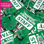 ป้ายห้อยคอ Carabao Cup Final 2026 Staff หลายชิ้นพิมพ์สีเขียว