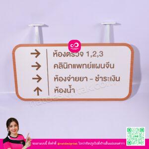 ป้ายบอกทางคลินิก ห้อยเพดาน แสดงทิศทางห้องตรวจ