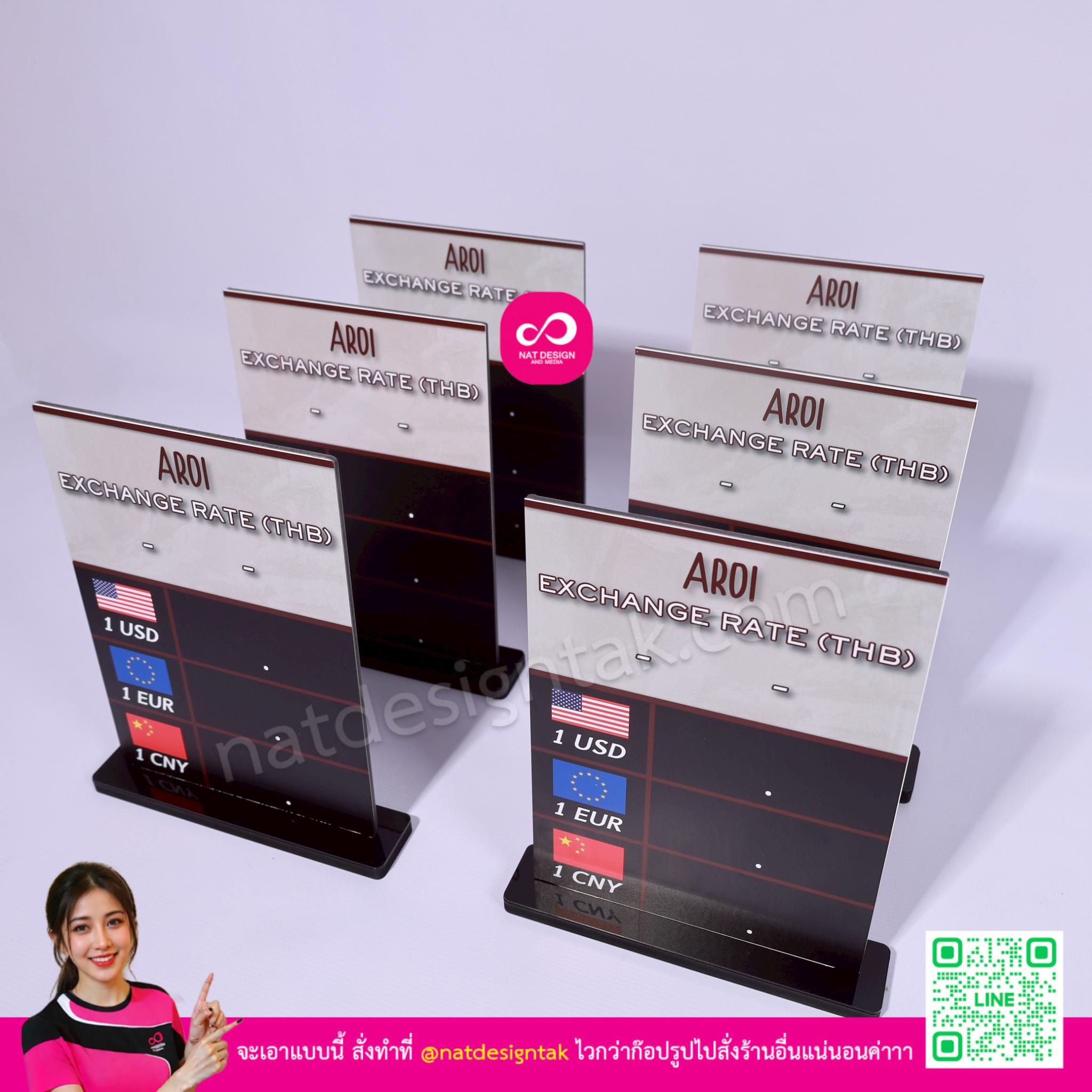 ป้ายอัตราแลกเปลี่ยน Exchange Rate หลายแบบ