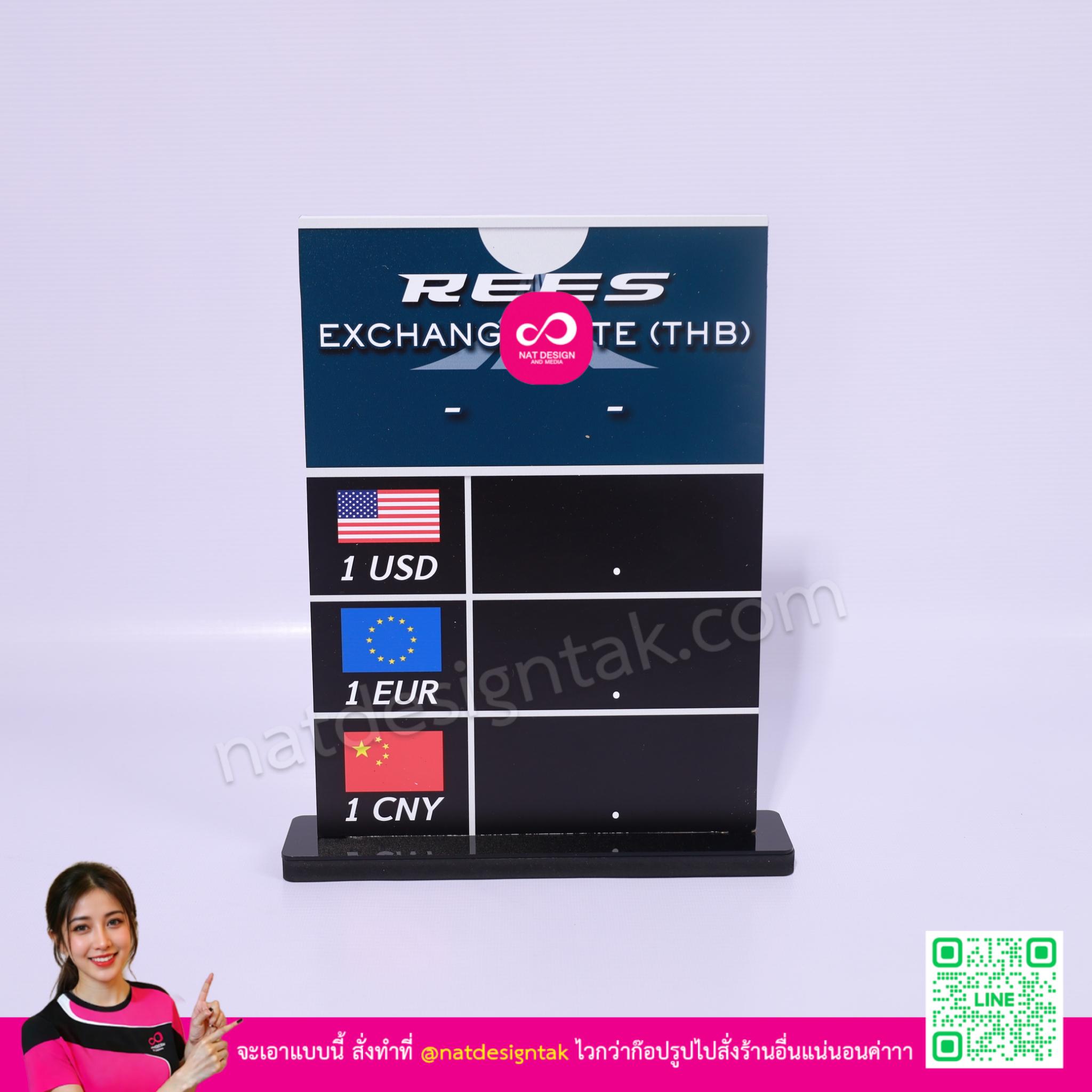 ป้ายอัตราแลกเปลี่ยน Exchange Rate ดีไซน์สวย