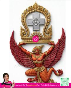 โลโก้ 3D ครุฑยกเสมา ชิ้นงานนูนสูงพร้อมกรอบลายไทย