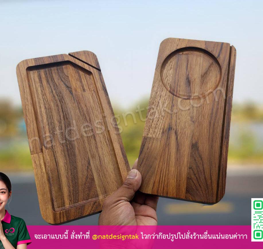 ถาดไม้สักอบแห้ง แบบเว้าวงกลมและสี่เหลี่ยม คุณภาพพรีเมียม