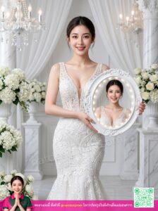 กรอบรูปวินเทจ 3D สีขาวสไตล์หรูหราพร้อมไฟ LED