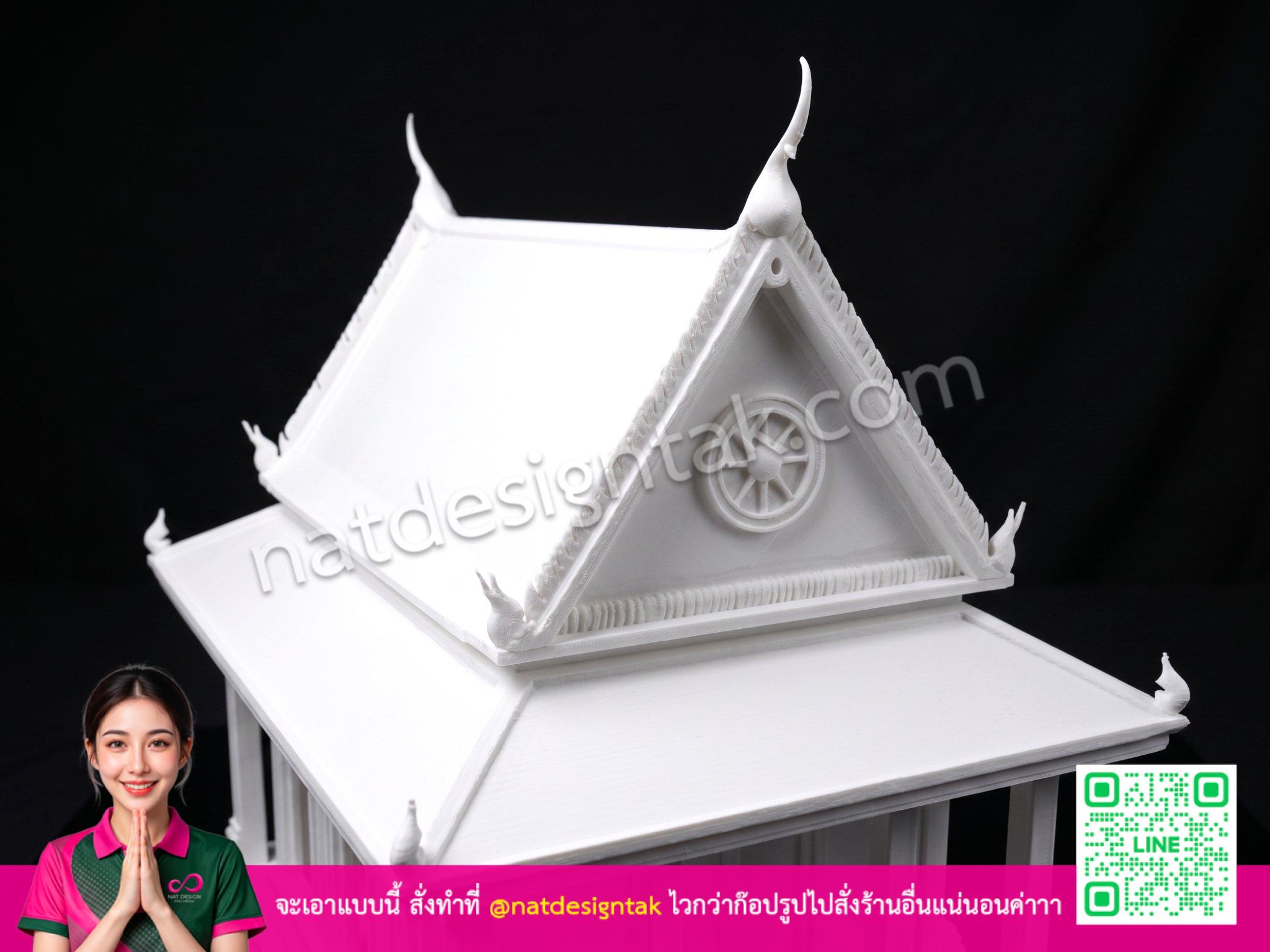 โมเดลอุโบสถ โบสถ์ รายละเอียดหลังคาจั่วสวยงาม