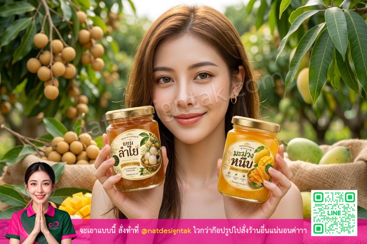 สติ๊กเกอร์แยมยำไย ตัวอย่างผลงานฉลากติดขวดแยม
