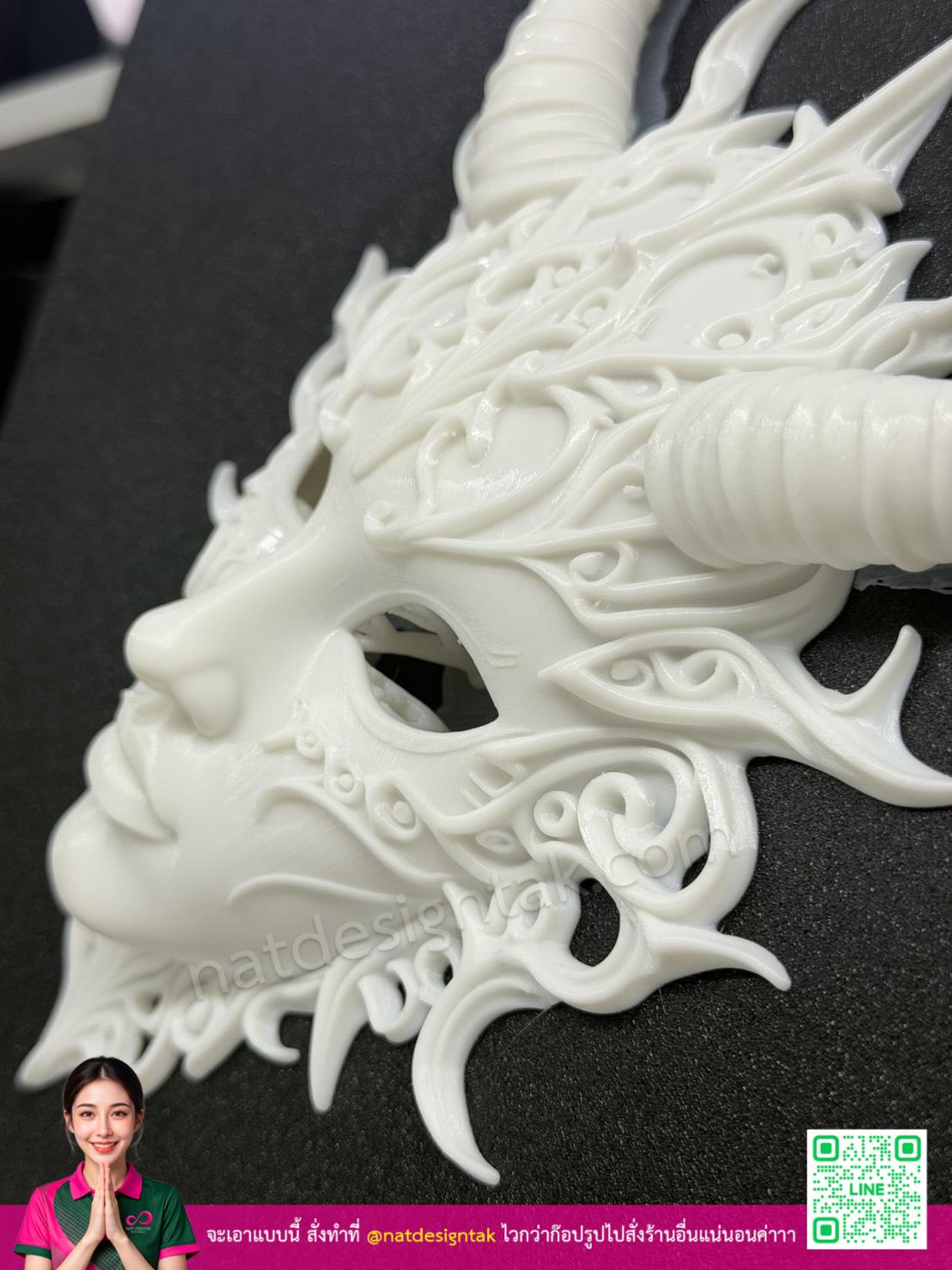 รายละเอียดหน้ากาก 3D ที่แกะสลักอย่างละเอียดโดยเครื่องพิมพ์สามมิติ