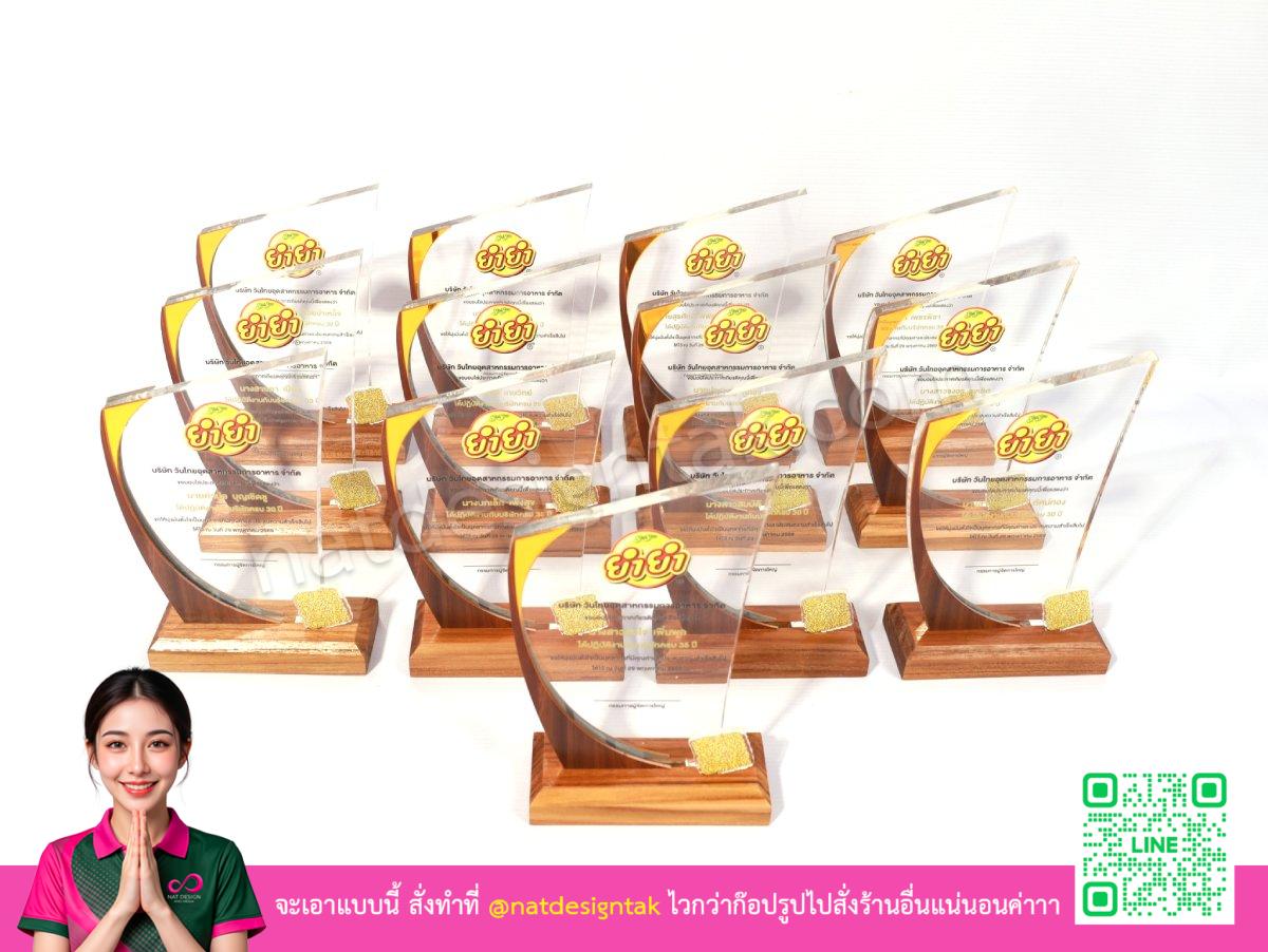 โล่รางวัลอะคริลิคแสดงรายละเอียดด้านข้างและฐาน