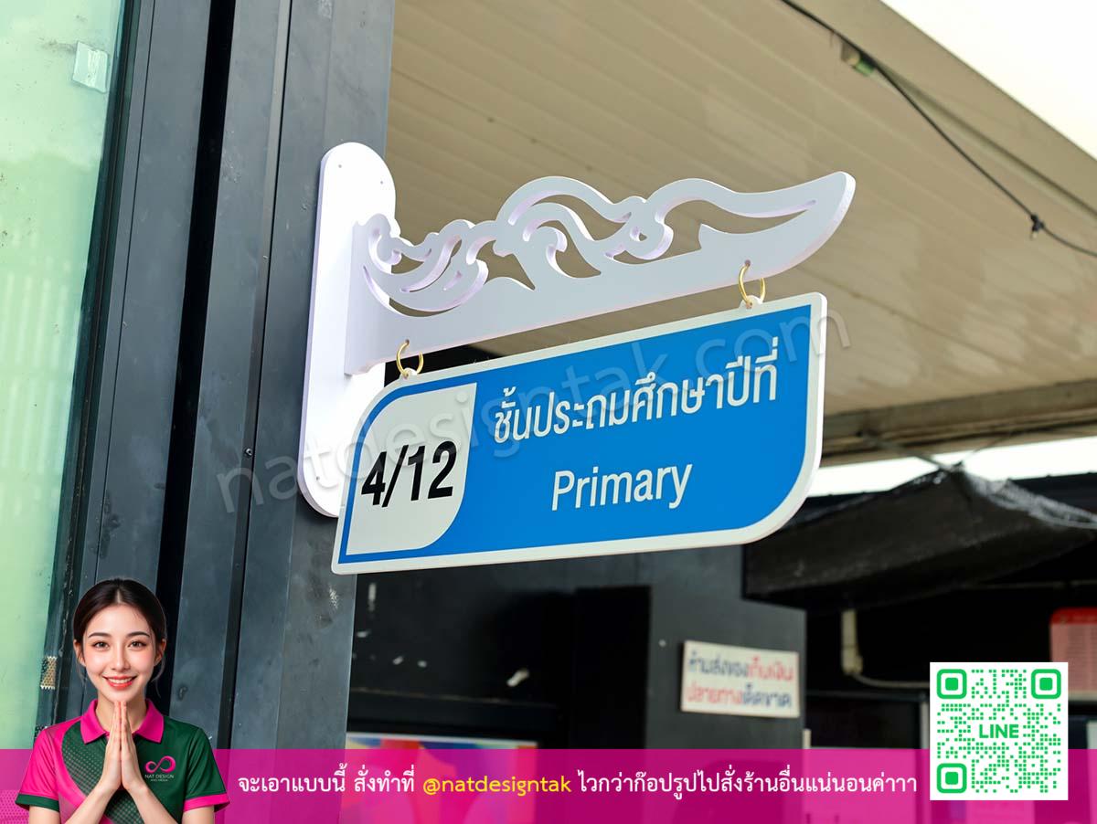 ตัวอย่างป้ายชั้นเรียน Primary สีฟ้าสวย