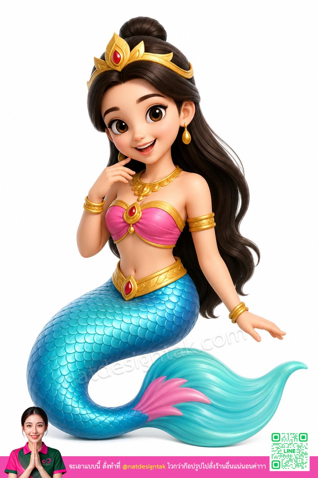 นางเงือกสาว 3D รูปลักษณ์อลังการสีเขียวทะเล