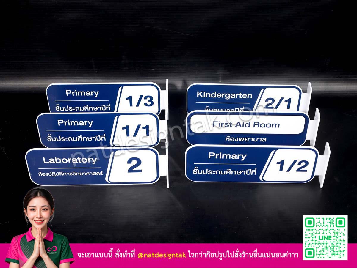 [ภาพรวมผลงาน ป้ายชั้นเรียนติดหน้าห้อง พลาสวูดพิมพ์ UV หรูหรามีมิติ]