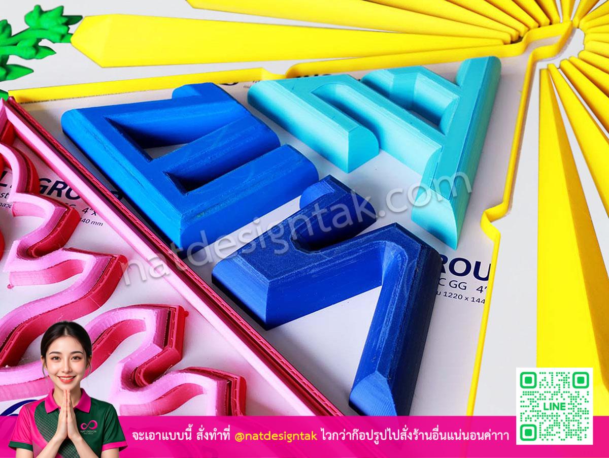รายละเอียดตัวอักษรสีน้ำเงินและชมพูพิมพ์ 3D คุณภาพสูง